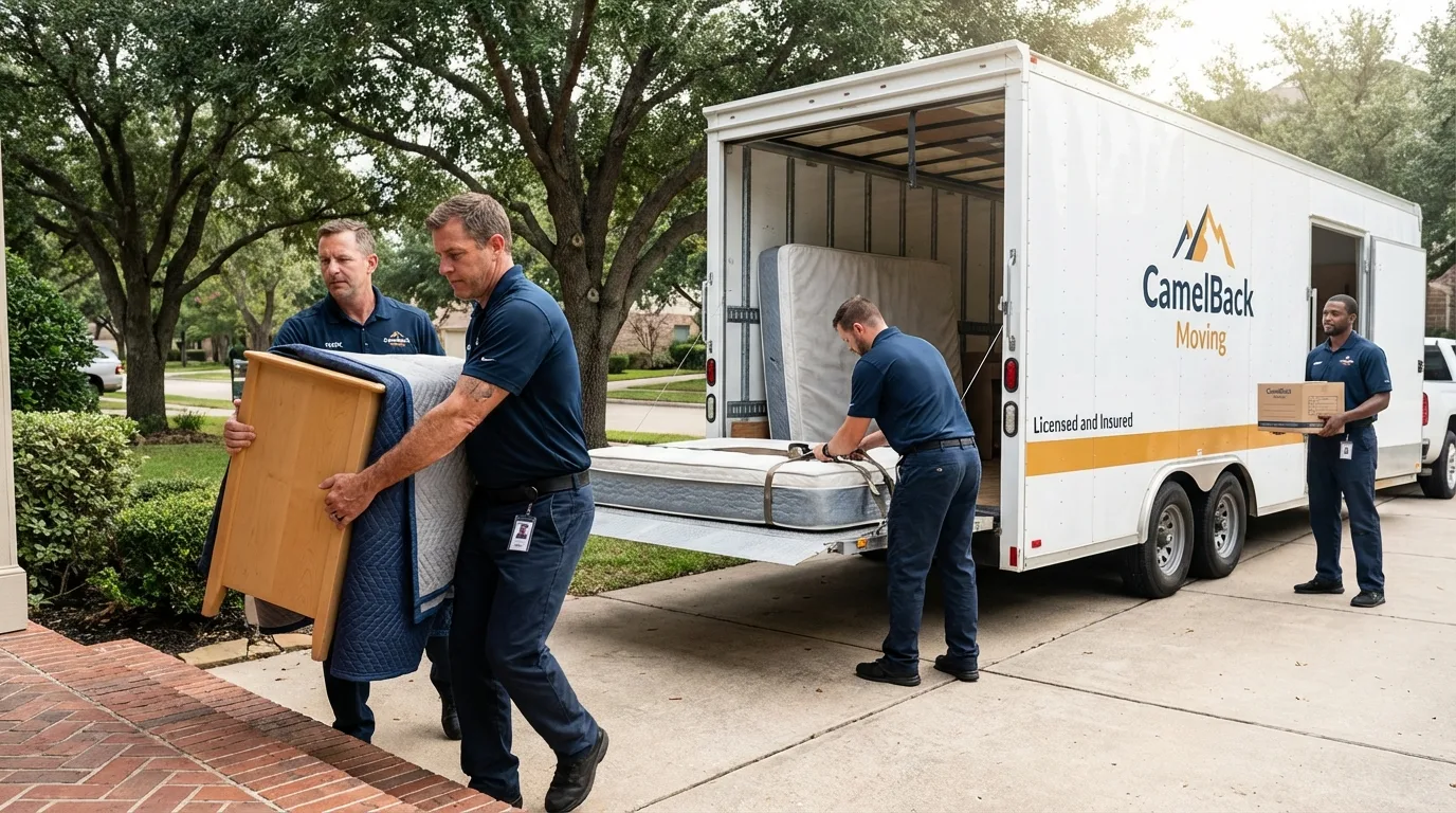 Crew loading residential truck for cross-state move from Timmonsville, SC
